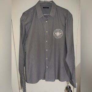 Balmain Navy and White Striped Button Down Shirt